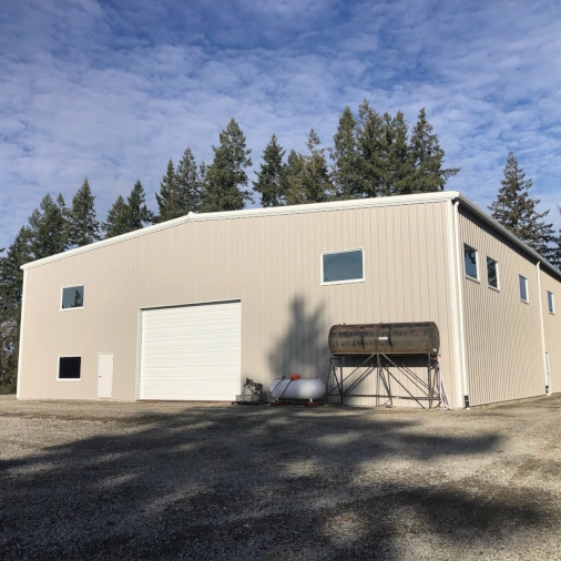 Lee Wells Barn in Ridgefield, WA; 80'x144' with 24' eave height with extra large doors